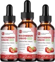 M inch (3 Pack) Magnesium Glycinate Drops - Magnesium Liquid Supplement 1000mg with Fiber Bromelain Vitamin B,C,D - 98% Absorption Than Pills Gummies
