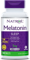 Natrol Time-Release Melatonine 5 mg, Dieetsupplement voor Rustige Slaap *, 100 tabletten (verpakking van 2), 200 dagen Supply