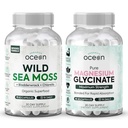Organics Ocean Wild Sea Moss Capsules en Pure Magnesium Glycinate met Zink - 100% Ierse Zee Mos en Chelated Magnesium Supplement voor vrouwen en mannen - Schildklier, Spierkrampen en slaapondersteuning