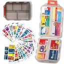 Pillen Organisator met Medicine Labels Travel Daily Pill Container Mini Medication Organizer Storage Pillen Organizer Travel Essentials Pill Case 7 Day (Roze & 161 Lables)