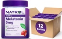 Natrol 5mg Melatonine Gummies, Slaap Ondersteuning voor Volwassenen, Melatonine Supplementen voor Slapen, 60 Aardbei-Gearomatiseerde Gummies, 30 Day Supply (pakket van 12)