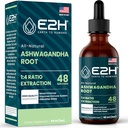E2H Ashwagandha Liquid Drops - All-Natural Ashwagandha Supplement for Stress Relief and Mood Enhancer- Organic Ashwagandha Root Extract Effective Cortisol Manager