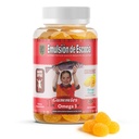 Emulsión de Escocia Omega 3 Gommies pour enfants – avec les vitamines A, D3, acide folique + zinc, fer et calcium – Arôme de mangue sans arrière-goût de poisson – Immune et soutien du foie – 30 Gommies