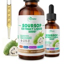 4-in-1 Soursop Bitters Liquid, Soursop Oil with Sea Moss & Black Seed Oil & Ashwagandha, for Immune & Digestief & Cell Support, Sugar-Free 