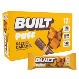 Built Bar, Puff Protein Bars, Salted Caramel Puff, 17g Protein Snacks, On-The-Go Bars, Slechts 140 Calorieën, 6g Suiker, Collageen, Glutenvrij, 12 Tellen