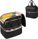 Damero Double Layers Pill Organizer Sac de rangement de médicaments vide et verrouillable Sac de voyage avec 4 séparateurs personnalisés pour bouteilles d'ordonnance, Suppléments médicaux, Noir