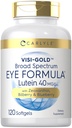 Carlyle Eye Health Supplement $ 120 Softgels $ avec Lutein 40mg, Zeaxanthin, Bilberry et Blueberry $ Large Spectrum Eye Support Vitamines $ Non-OGM, formule sans gluten
