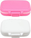 Petite boîte à pilules cas de supplément pour la poche ou la purse - 3 compartiments amovibles Cas de transport de médicaments de voyage - boîte quotidienne d'organisateur de vitamines (Pink+White)