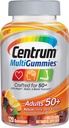 Centrum MultiGummies Volwassenen (120 Telling, Natuurlijke Kers, Berry, Orange Flavor) Multivitamine/Multimineral Supplement Gummies, Vitaminen B12, D, E, Leeftijd 50+