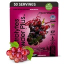 PoudreVitamine Electrolytes Poudre Plus (50 portions) Électrolyte de raisin Poudre Zéro Calorie Keto, 0 Sucre, Pas de Maltodextrine,1000mg Potassium,120mg Calcium,120mg Magnésium, Poudre d'hydratation