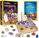 Kit de dig de pierres précieuses méga GEOGRAPHIQUE NATIONAL – Dig Up 15 pierres précieuses et cristaux, kit de science pour les enfants, kit de digging de pierres précieuses, cadeau pour les filles et les garçons, kit minier, collection de roches