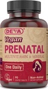 Deva Vegan Prenatale Multivitamine en Minerale Supplement - Once-Per-Day Formule - Vitaminen A, C, D, E, K, B Complex, met Folaat & Chelated Iron - 90 gecoate tabletten, 1-pack