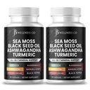 Sea Moss Black Seed Oil Ashwagandha Kurkuma Bladderwrak Burdock - met Manuka, Honey Dandelion, ACV Black Pepper Gluten Gratis- 120 Tellen