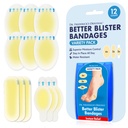 Dr. Frederick's Original Better Blister Bandages - 12ct - Waterresistant - 40% More Cushing - Hydrocolloid Bandages for Foot, Toe, & Heel - Blisterpads for Prevention & Recovery - Variety Pack