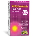 Natuurlijke Factoren, Vitamine B12 Methylcobalamine 1000 mcg, Kauwbare Ondersteuning voor Energie en Immune Gezondheid, Vegetarisch, Glutenvrij, 90 tabletten (90 porties)