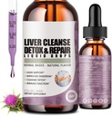 2 Pack Leverreiniging Detox & Reparatie vloeibare druppels met melkdistel, Artichoke Extract, leversupplement voor leverreiniging & detox, Antioxidant, Digestieve Ondersteuning,Vegan - 4 Fl Oz