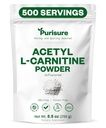 Purisure Acetyl L-Carnitine Poeder, 250g, ALCAR Poeder, Aminozuur Supplement, Acetyl L-Carnitine Supplement voor betere cognitieve prestaties en spier endurance, Glutenvrij, Non-GMO, 500 porties
