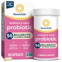 Renew Life Women's Probiotic Capsules, 50 Miljard CFU Gegarandeerd, Ondersteunt pH-balans, Vaginale, Urinaire, Digestieve en Immune Health(2), L. Rhamnosus GG, Zuivel, Soja en Glutenvrije, 60 Tellen