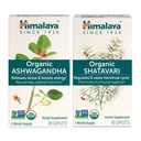 Himalaya Organic Ashwagandha for Energy Support Plus Organic Shatavari for PMS, Menstrual Cramp Relief & Menopause Support, 60 Capsules Elke 