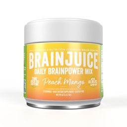 BrainJuice Nootropics Brain Support Supplement, Glutenvrij Poeder voor Energie en Focus, Drink Mix met L Theanine, Alpha GPC, Vitamine B, Biologische Groene Thee Extract Cafeïne, Perzik Mango, 15 porties