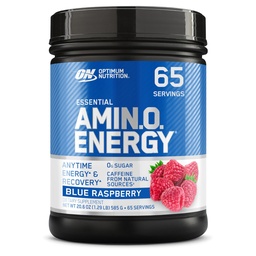 Optimale voeding Amino energie - Pre-workout met groene thee, BCAA, Aminozuren, Keto vriendelijk, Green Coffee Extract, Energiepoeder - Blue Raspberry, 65 Servers (Verpakking mei Vary)