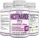Nicotinamide 500mg met Resveratrol 100mg - 120 Veggie Capsules - Vitamine B3 Supplement Pillen ter ondersteuning van NAD, huidcelgezondheid en energie