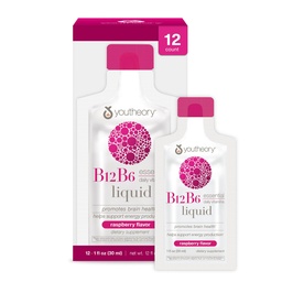 Youtheory vitamine B12 B6, dagelijkse energie en hersenen ondersteuning supplement, vloeibare framboos smaak, 12 