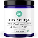Ora Organic Prebiotic and Probiotic Powder Supplement - 20 Miljard Probiotica, 7 Strains for Best Prebiotic Powder, Non-GMO, Probiotics for Women, Men & Kids - Lavender Limonade Flavor, 30 Servings