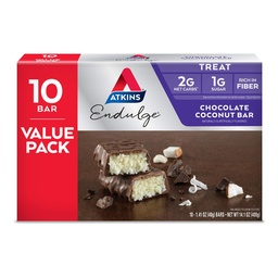 Atkins Endulge Chocolate Coconut Bar, Dessert Favorite, Hoog in vezels, 1g Suiker, 10 Tellen