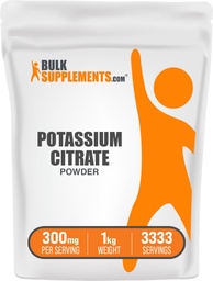 BulkSupplements.com Kaliumcitraatpoeder - voor Hydratatie Ondersteuning, Minerale Supplement, Kalium 99mg - Glutenvrij, 300mg per portie, 1kg (2,2 lbs) (verpakking van 1)