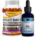 WellnessOne Liquid Zink & Adult Multivitamine Gummy - Uitgebreide Wellness Bundle for Energy, Immune, Skin, & Brain Health - 1,67 fl oz Zink Drops & 60 Mix Berry Flavored Adult Gummy Multivitaminen