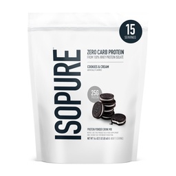 Isopure Zero Carb 100% Pure Wei Isolaat Proteïne Poeder, Lactosevrij, Glutenvrij, Met Vitaminen, Cookies & Crème, 25g Proteïne Per Serving, 1 Lb, 15 Servers (Verpakking mei Vary)