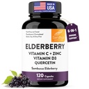 Sandhu's Elderberry Vitamine C and Zinc with Vitamine D3 & Quercetin.Gélules supplémentaires pour les hommes et les femmes.