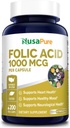 NusaPure Foliumzuur 1000mcg 200 Veggiecaps (Non-GMO, Vegetarisch, Glutenvrij)