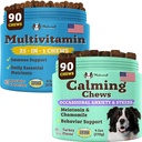 Natural Dog Company Multivitamine en kalmerende supplement bundel, dagelijkse voedingsstoffen en angst verlichting voor honden, ondersteuning van de gezamenlijke gezondheid, huid en jas, verminderen stress van lawaai en reizen, essentiële vitamines