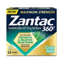 Zantac 360 Maximale sterkte, Cool Mint, 25 Count, Heartburn Prevention & Relief, 20mg tabletten