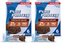 Pure proteïnerepen, hoog eiwit, voedzame snacks ter ondersteuning van energie, lage suiker, glutenvrij, chocolade Deluxe, 6 Tellen (pakket van 2)