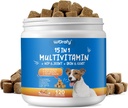 Multivitamine de chien à croquer avec de la glucosamine, 15-en-1 suppléments multivitamine de chien, Multivitamine pour chiens,Support de santé - Peau de chien, manteau, coeur, pour chiens de tous les âges et races,120 Soft Chews Duck Flavor