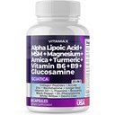 Sciatic Nerve Health Support - Sciatic Nerve Supplement Capsules with Folic Acid, Pea, Glucosamine, MSM, Vitamine B Complex, Alpha Lipoic Acid 300mg 