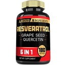 6in1 Trans Resveratrol Supplement met Grape Seed, Milk Thistle, en meer - Resveratrol 1000mg - Ondersteuning voor Immune System, Hart Gezondheid, Body Management - 180 Capsules