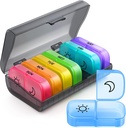 ZIKEE Weekly pil Organizer 2 keer per dag met dezelfde-side openingsontwerp, AM PM pil Box 7 dag met 7 afneembare pil koffers voor reizen, grote pil houder voor medicijnen, vitaminen en visolie