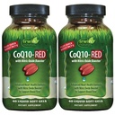 Irwin Naturals CoQ10-RED - 60 Liquid Soft-Gels, paquet de 2 - Support de santé cardiaque avancé avec booster à oxyde nitrique pour soutenir le flux sanguin - 60 Total des services