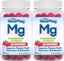 SlowMag Magnesium Citrate Gummies, 60 Tellen, Ondersteunt Spiergezondheid, Natuurlijke Bessensmaak, Herstel & Relaxation Pack van 2