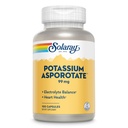 Solaray Kalium Asporotaat chelated supplement, Electrolyte Balance & Heart Health Support, 100 porties, 100 capsules