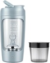 Electric Portable Protein Shaker Bottle for Smooth Blends | w/FREE PROTEIN POWDER CUP | Premium Bottle Made from Tritan – BPA Free | 650 ml | Rechargeable | for GYM & Sports Enthusiast. (Baby Blue)