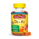 Nature Made Vitamin D3 K2 Gummies, Vitamine D 5000 IE Per Serving for Bone, Teeth, Muscle and Immune Support, 50 Gummy Vitaminen, 25 Day Supply