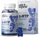 Wild & Organic 5-HTP 200mg Mood Gummies - L-Tryptofan for Relaxation and Natural Calm - 5 HTP Supplement for Brain Support - 60 Vegan, Non-GMO 5HTP Gummies