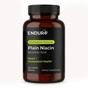 Endur Plain Niacine (acide nicotinique), Supplément santé cardiaque et équilibre du cholestérol sain, formule de libération immédiate, sans gluten, 500mg (100 comprimés)