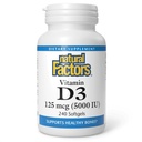 Natuurlijke factoren, vitamine D3, 5.000 IE, ondersteunt Joint, Bone & Immune Health, 240 Telling (pack van 1)