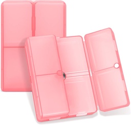 FYY Daily Pill Organizer, 7 Compartments Portable Pill Case Travel Pill Organizer, [Folding Design] Pill Box voor Purse Pocket om vitamines te houden, Cod Lever Olie, Complements en Medication-Clear Red
